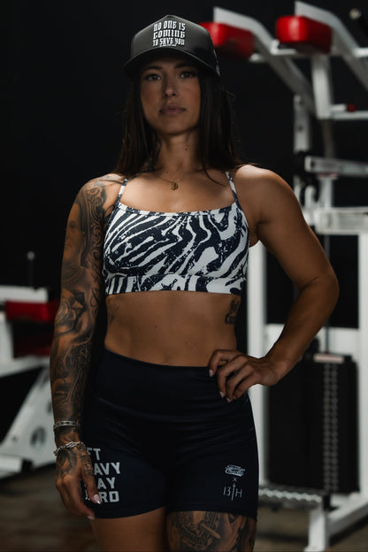 Cross Back Sports Bra | Zebra Ops