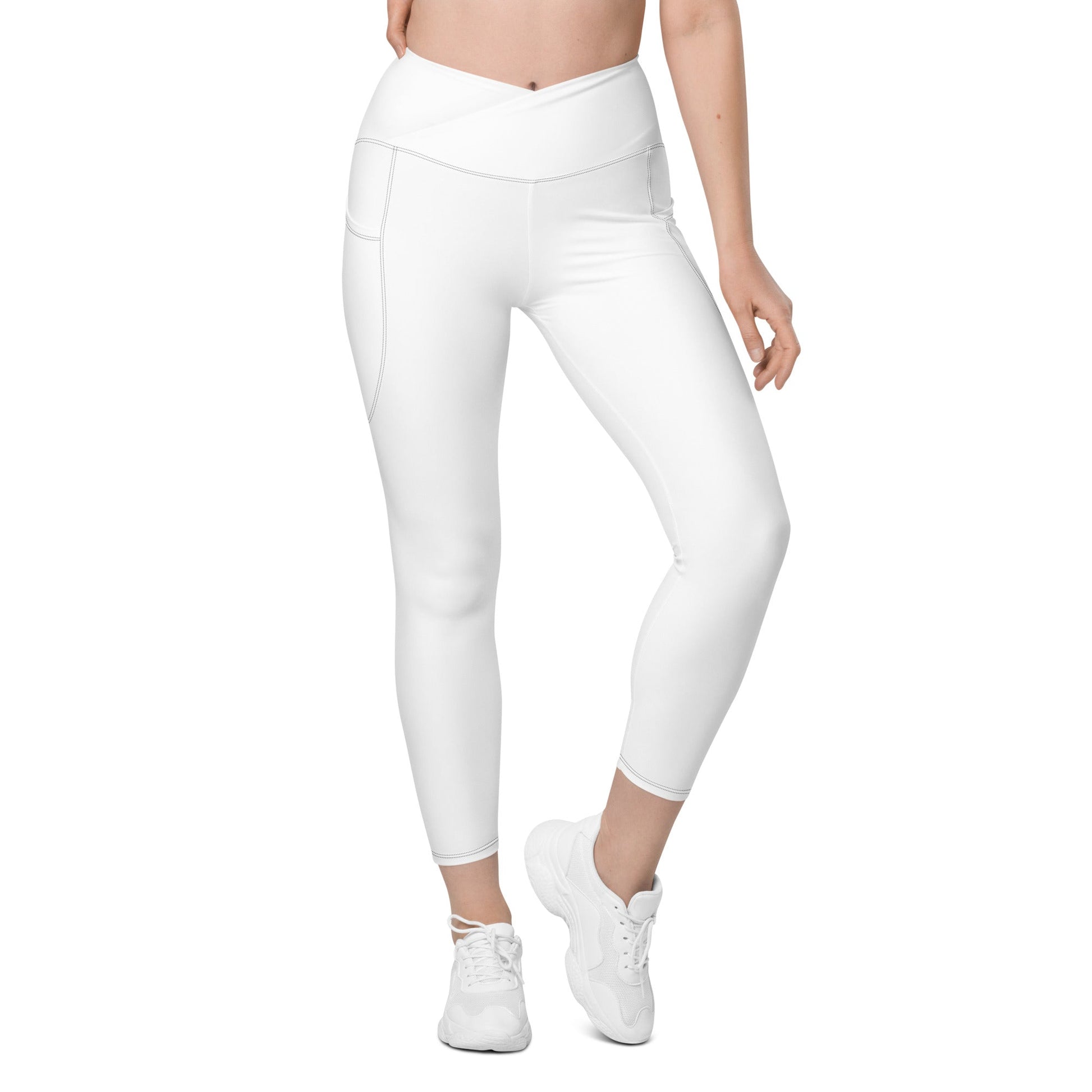 Crossover Pocket Leggings - Snow White - Physique Bodyware